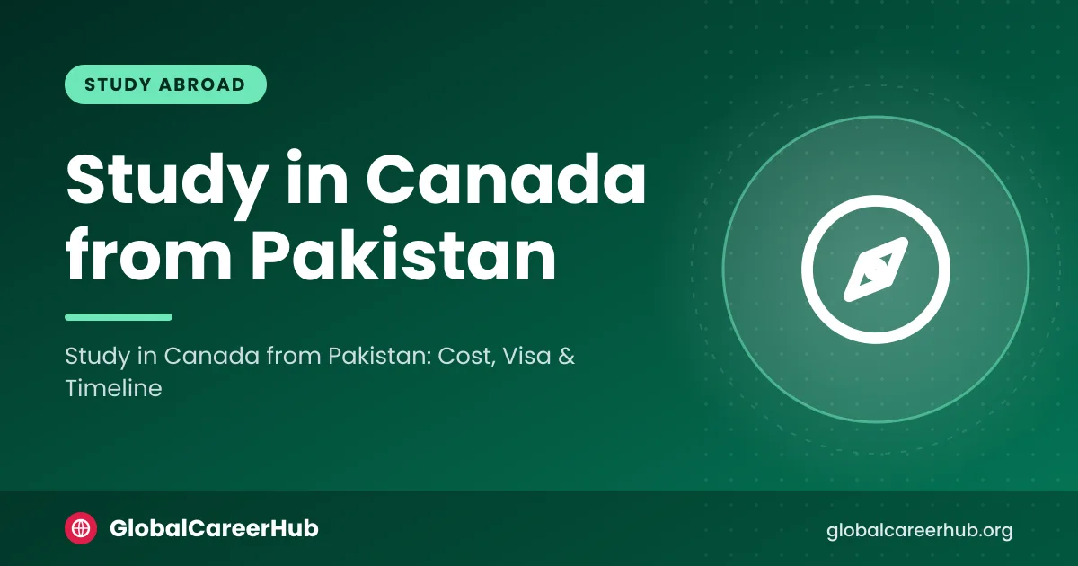 Study in Canada from Pakistan: a student checking study permit documents and a Canadian university offer